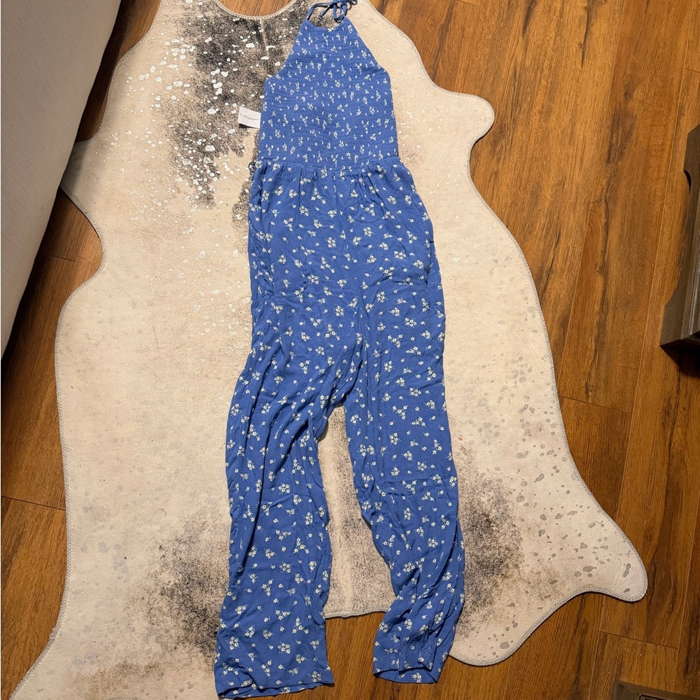 American Eagle Outfitters Blue Floral Jumpsuit